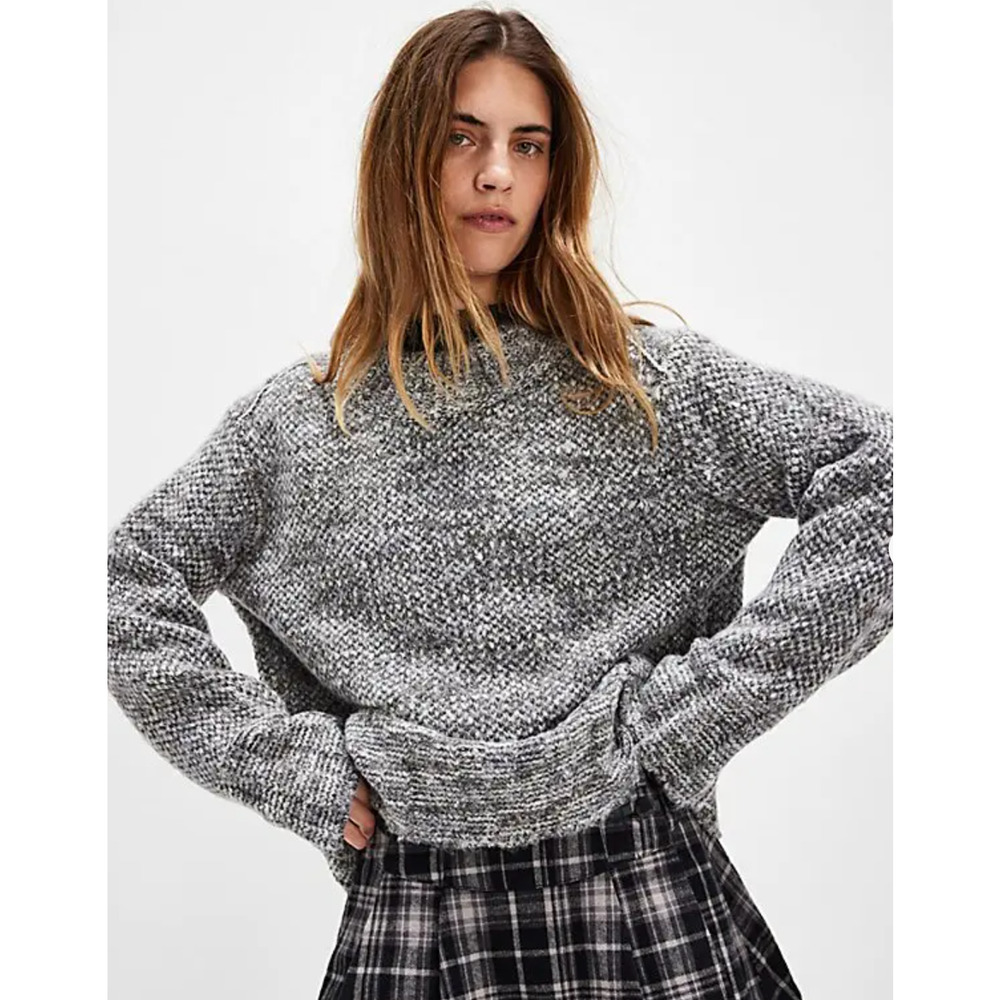 NEW FREE PEOPLE SHADES OF GREY COMBO COTTON CANDY PULLOVER SWEATER SZ XS